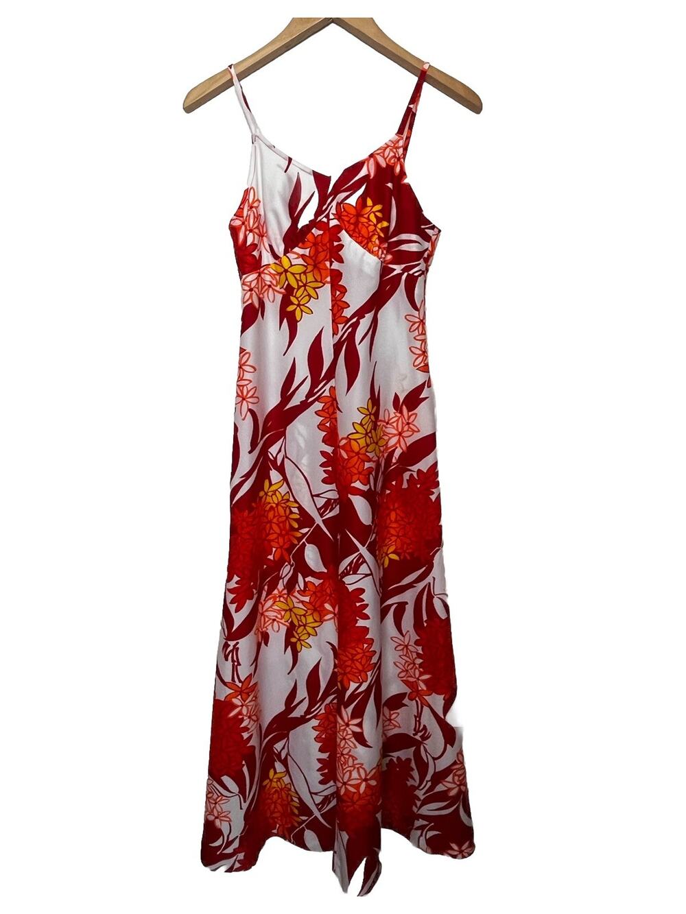 Vintage Made In Hawaii Floral Maxi Strap Dress Size XS Tropical Hawaiian Summer